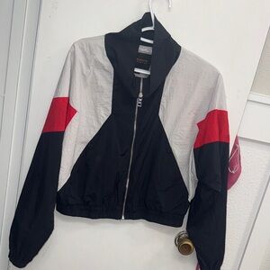Ambiance Colorblock Bomber Jacket - Black, Red, white